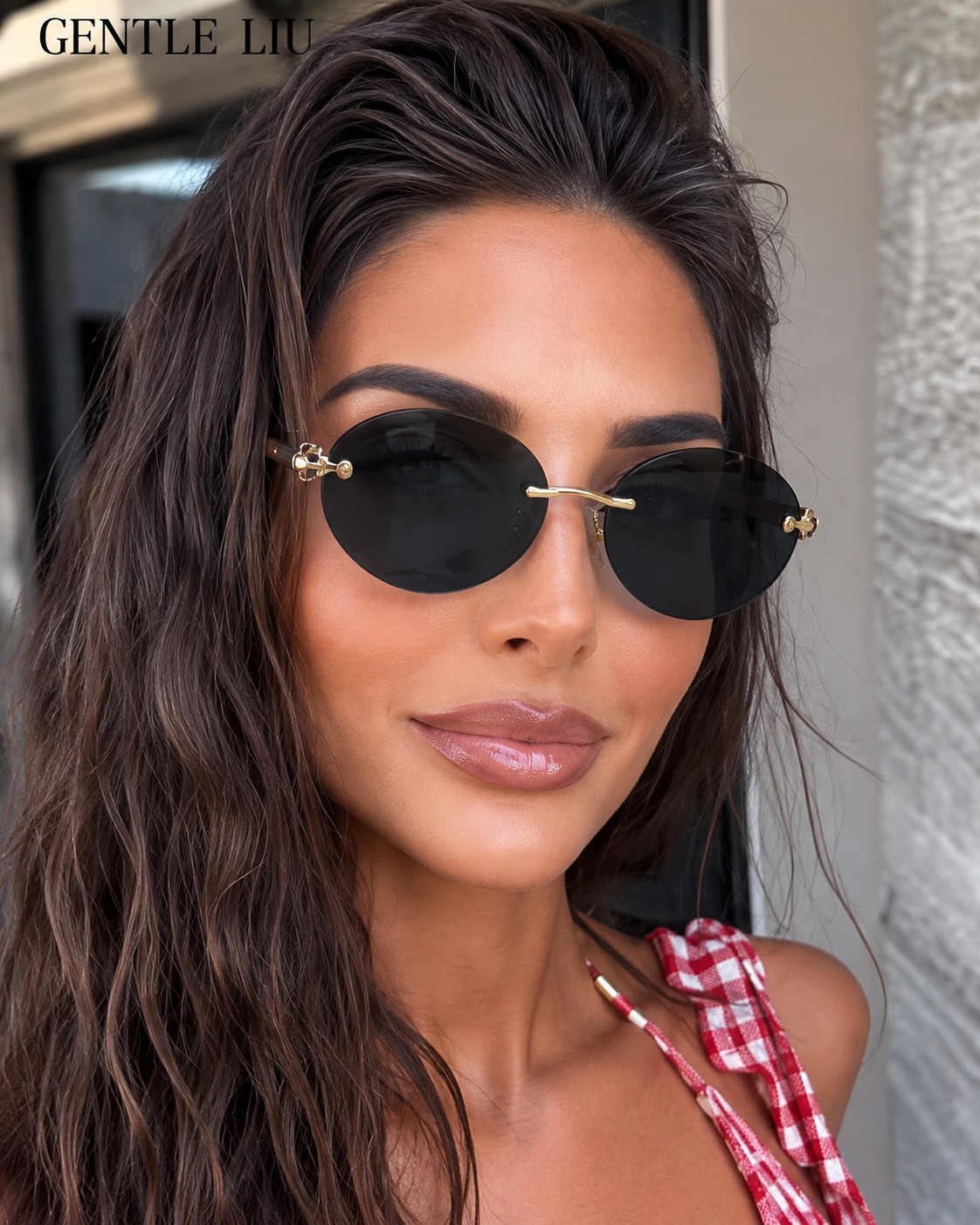 משקפי שמש אובליים ללא מסגרת – Vintage Luxe