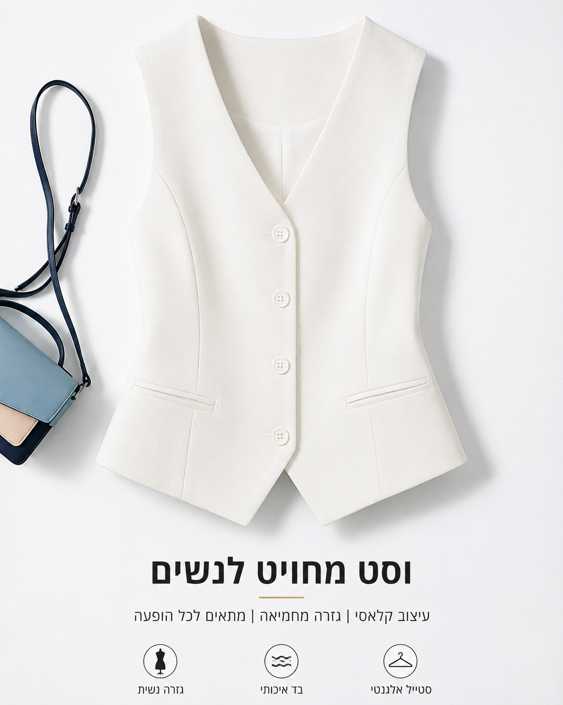 וסט מחויט לנשים בגזרה אלגנטית