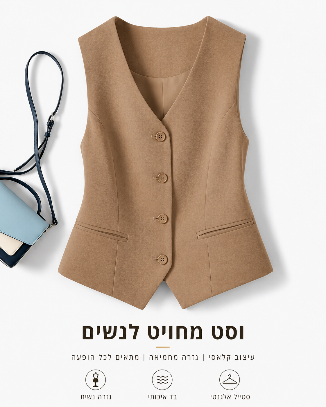 וסט מחויט לנשים בגזרה אלגנטית