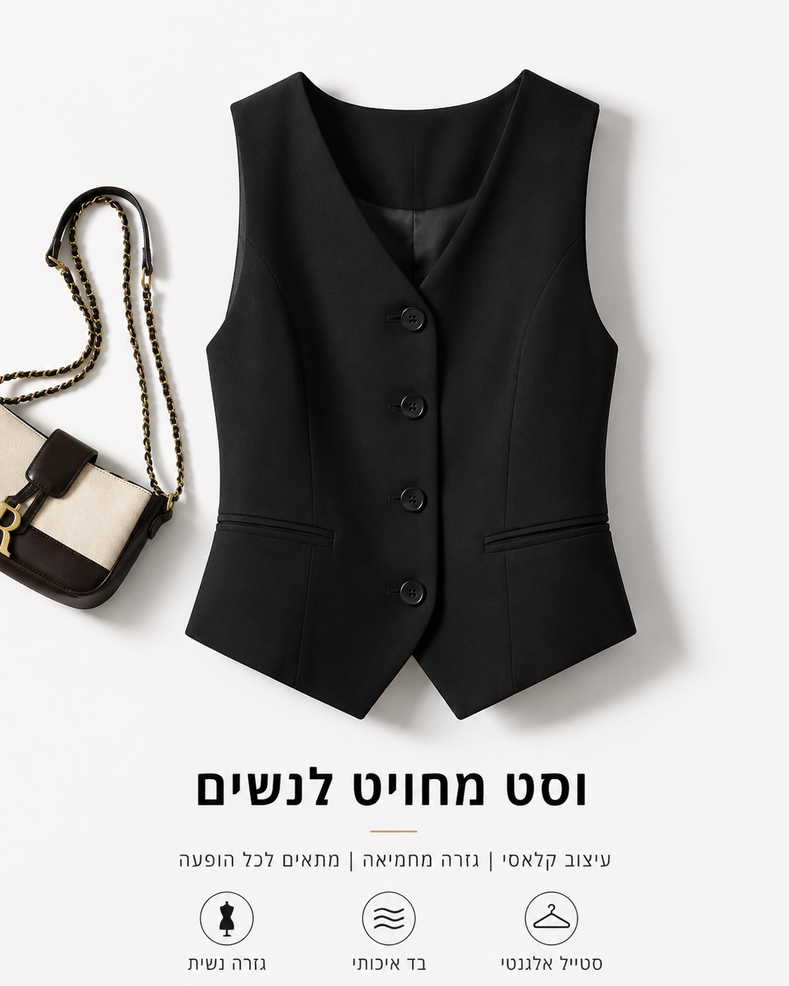 וסט מחויט לנשים בגזרה אלגנטית