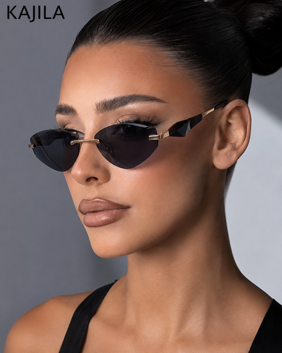 משקפי שמש לנשים Cat Eye Rimless – עיצוב יוקרתי עם נגיעות וינטג׳