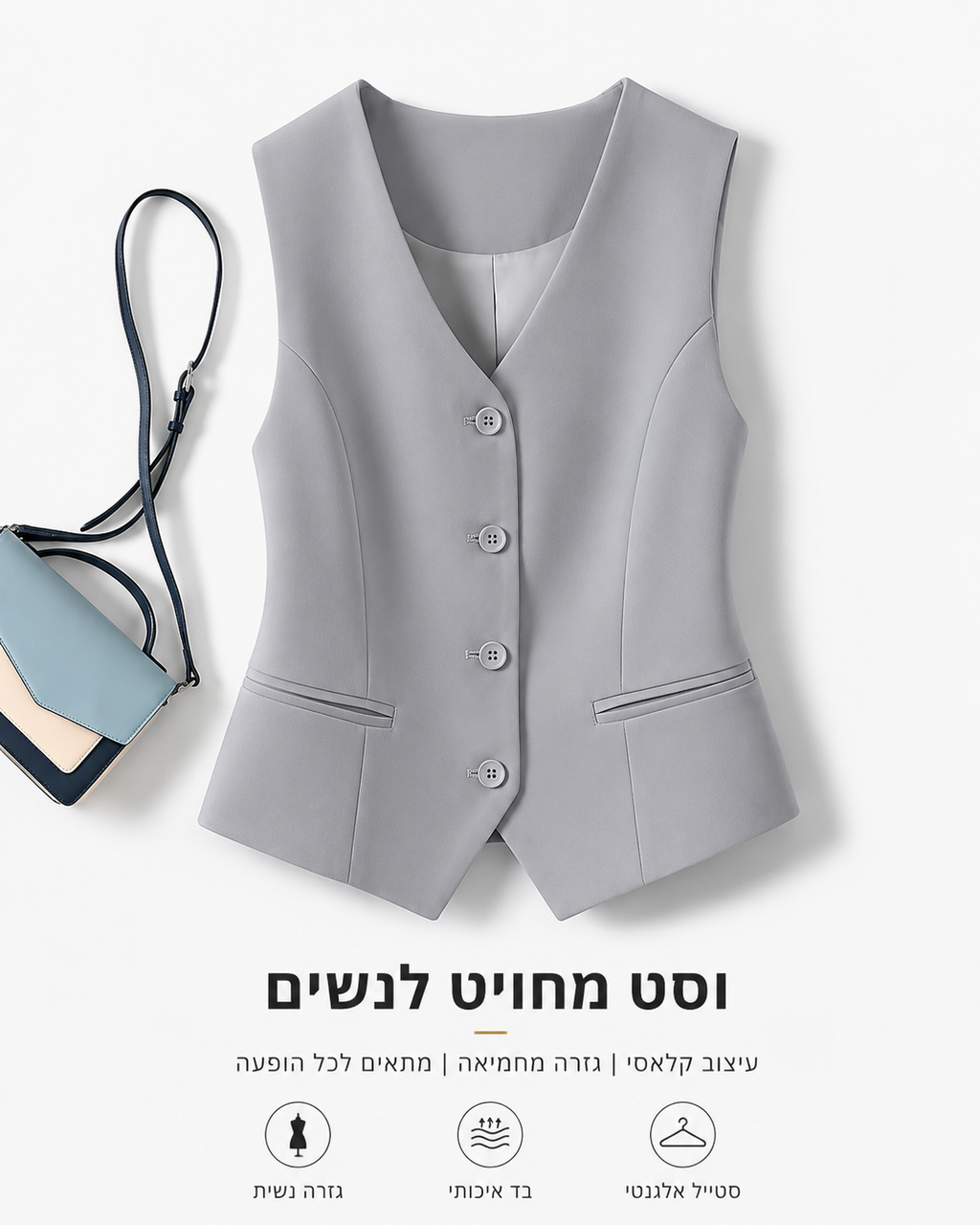 וסט מחויט לנשים בגזרה אלגנטית