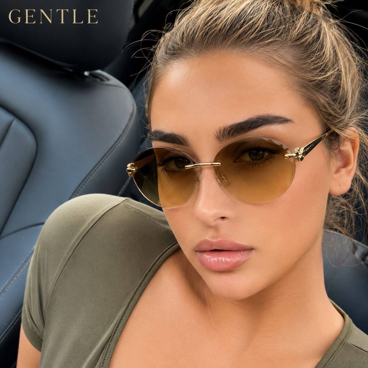 משקפי שמש אובליים ללא מסגרת – Vintage Luxe