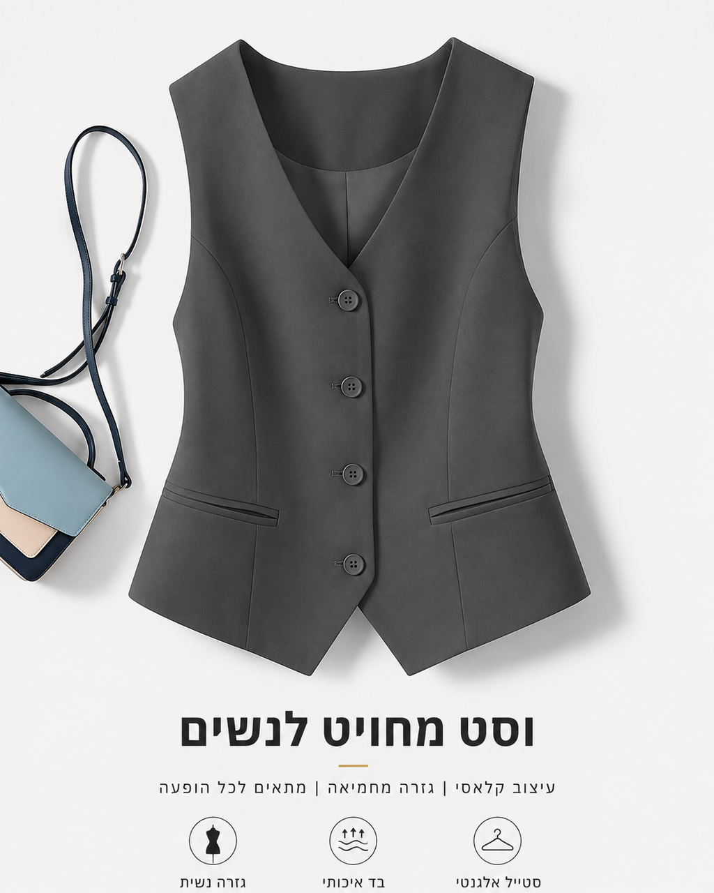 וסט מחויט לנשים בגזרה אלגנטית