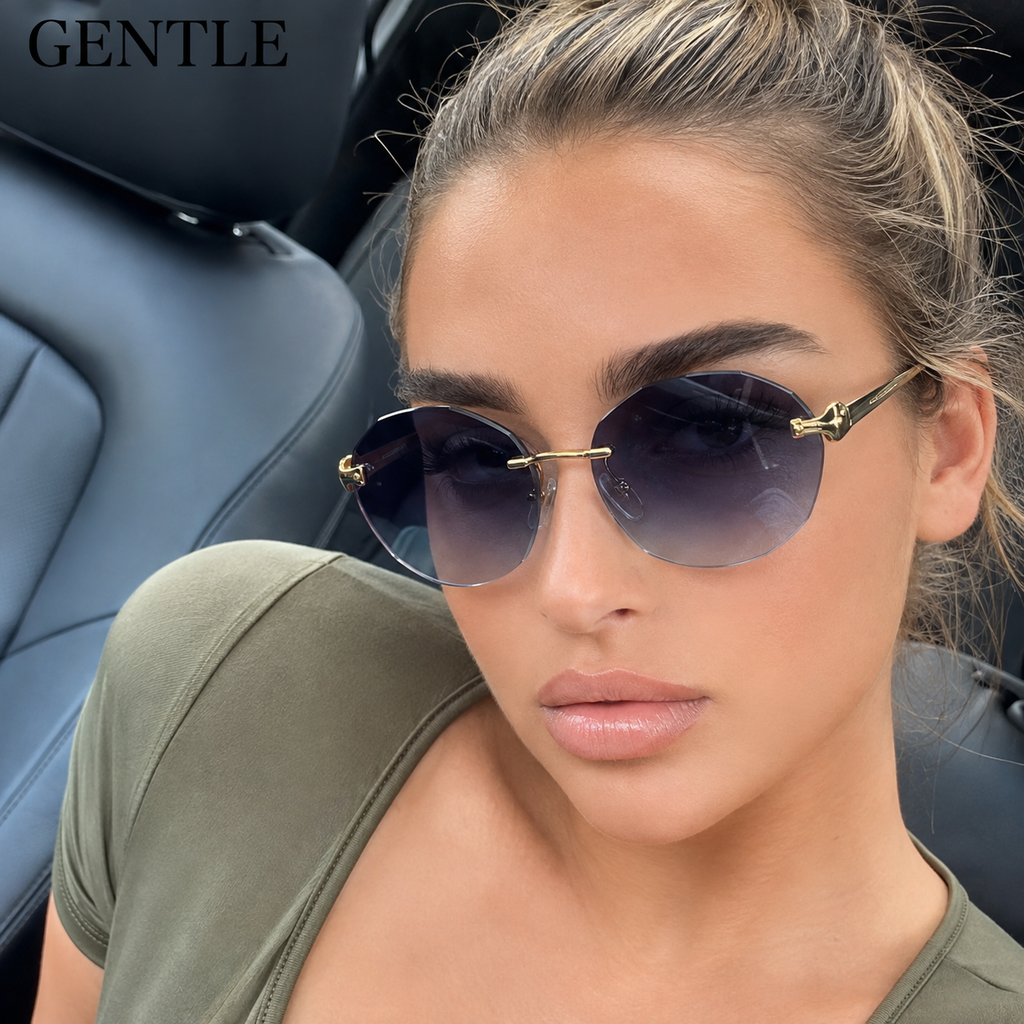 משקפי שמש אובליים ללא מסגרת – Vintage Luxe